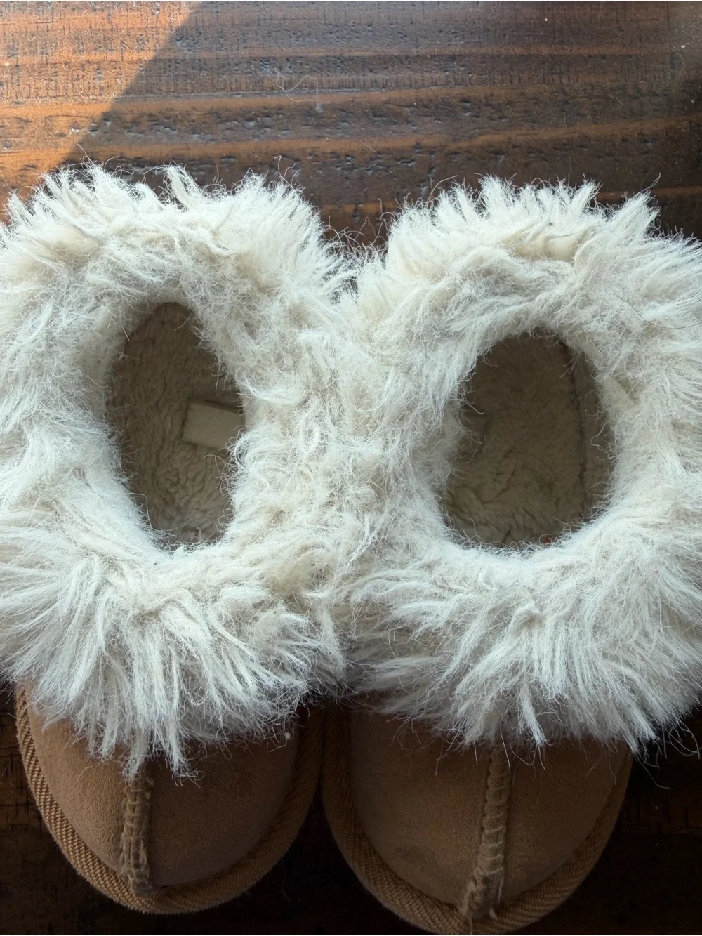 Cat & Jack Tan Faux-Suede Kids Booties with Cream Plush Cuff